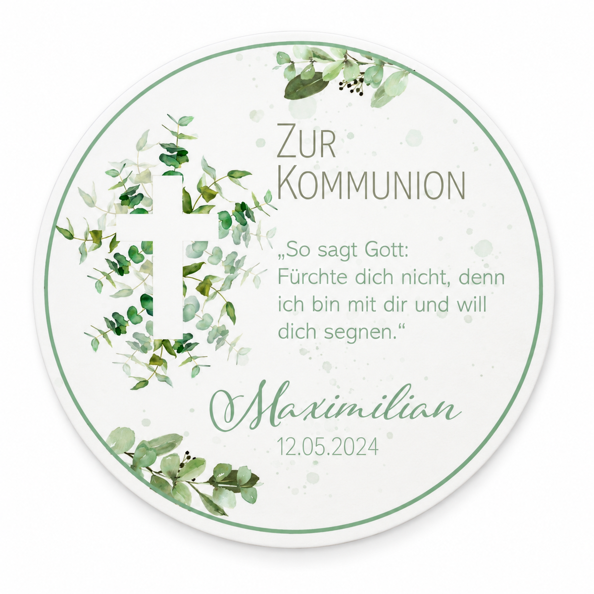 MUCKKI-PRO:6e8bdd89a3b925f7c10f6da16dafef252be9b8de3aab8bd273887b36dfc38942:Tortenaufleger Kommunion Kreuz 1 Name & Datum (20cm)