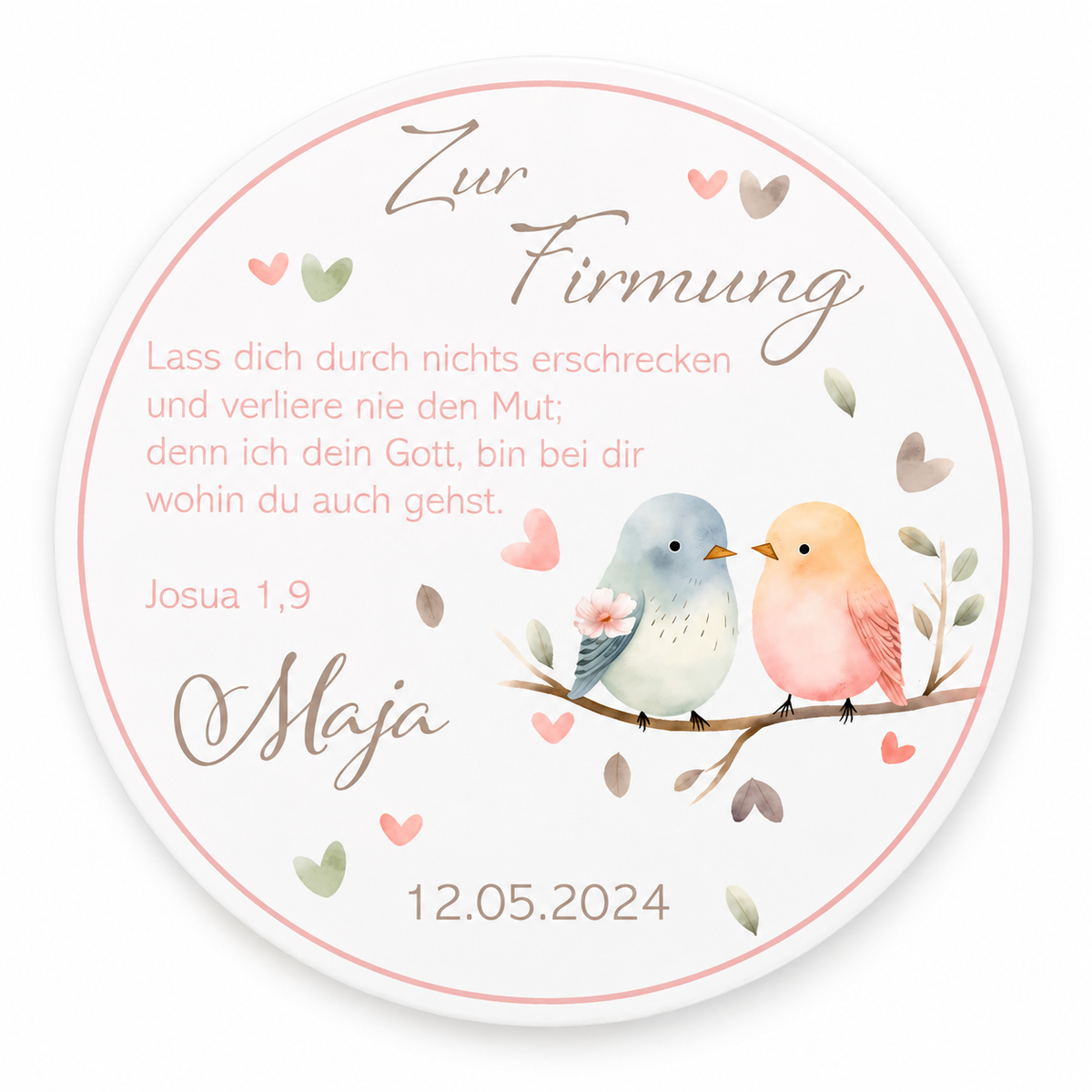 MUCKKI-PRO:5d20f776bb624c42ba2c5d37ee0dc318cf0731afa0de8569e904c90e7c9d2bd4:Tortenaufleger Firmung Vögel 1 Name & Datum (20cm)