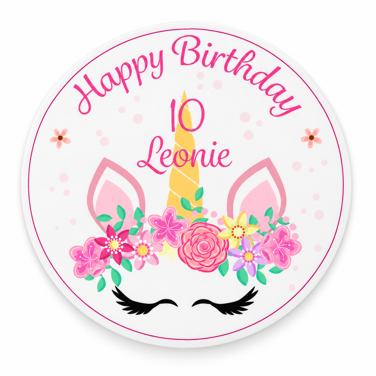 MUCKKI-PRO:268924593514150f595c6783172f638b70c9bdf07ea09cb287d7827accdadf65:Tortenaufleger Geburtstag Einhorn 2 Name & Zahl (20cm) Fondant Papier