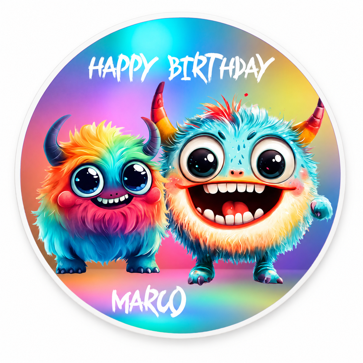 MUCKKI-PRO:9f4277383bf49140746bb72da5299951f6ef737b7b859db557770fae85f72358:Tortenaufleger Geburtstag Kleines-Monster 1 Name & Zahl (20cm) Fondant Papier