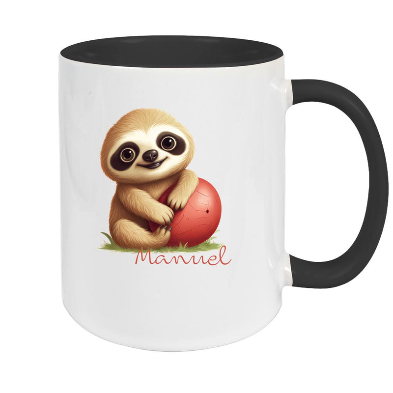 Tasse Wunschname Faultier-Ball Keramik Kinderbecher Personalisiert versch. Farben