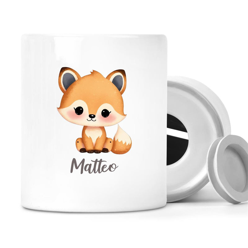 Spardose mit Wunschname Fuchs 1 personalisiert