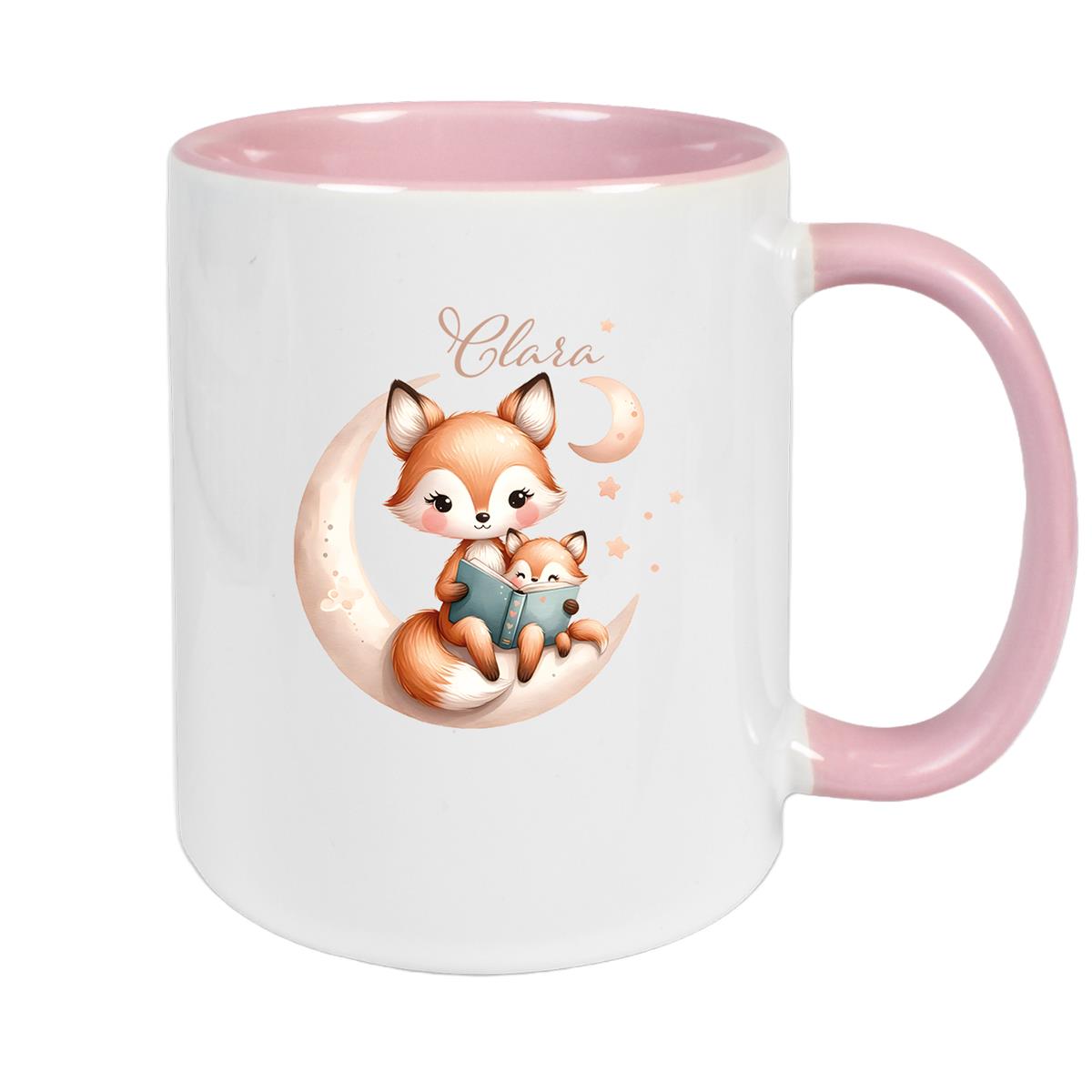Tasse Wunschname Fuchs 2 Keramik Kinderbecher versch. Farben