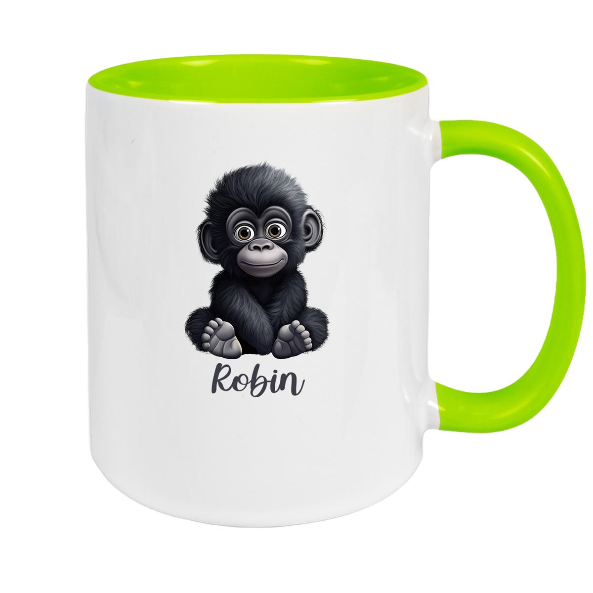 Tasse Wunschname Gorilla 1 Keramik Kinderbecher versch. Farben