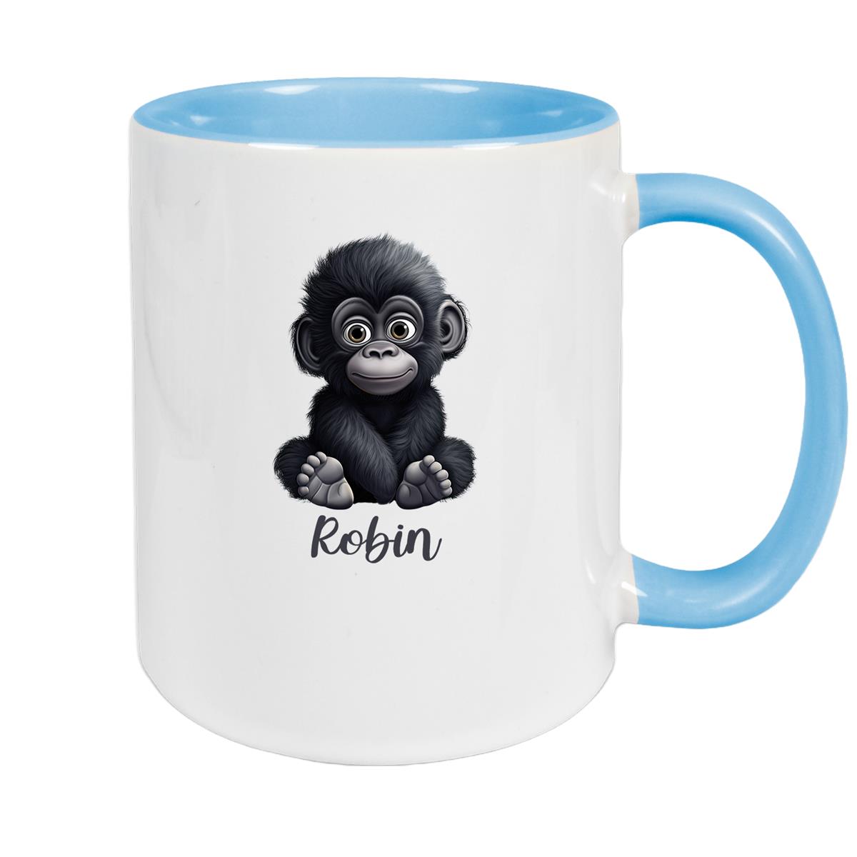 Tasse Wunschname Gorilla 1 Keramik Kinderbecher versch. Farben