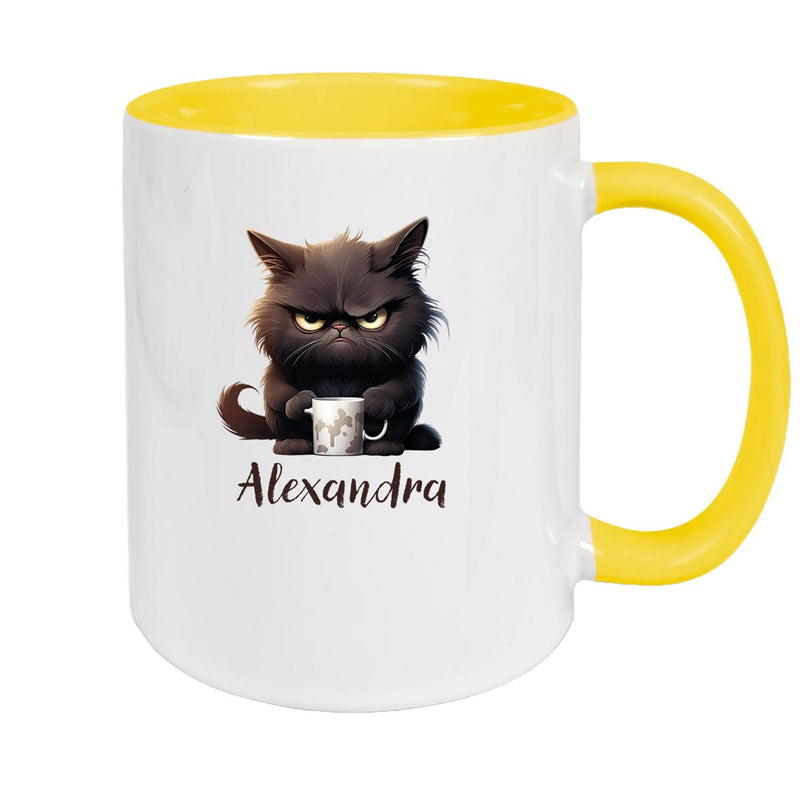 Tasse Katze Grumpy 1 Wunschname Keramik Kinderbecher personalisiert versch. Farben