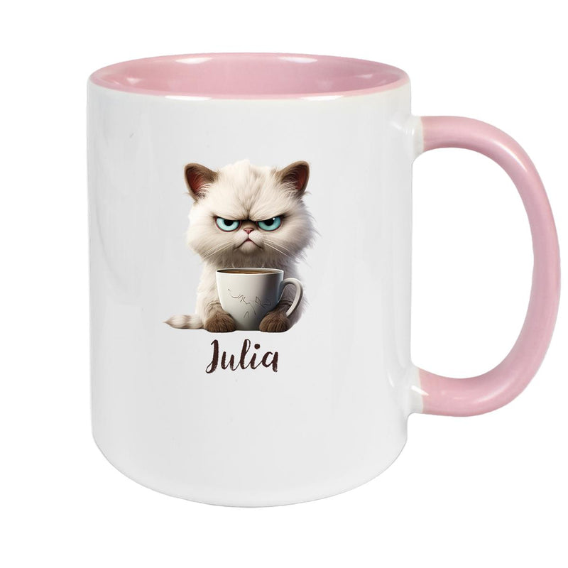 Tasse Katze Grumpy 2 Wunschname Keramik Kinderbecher personalisiert versch. Farben