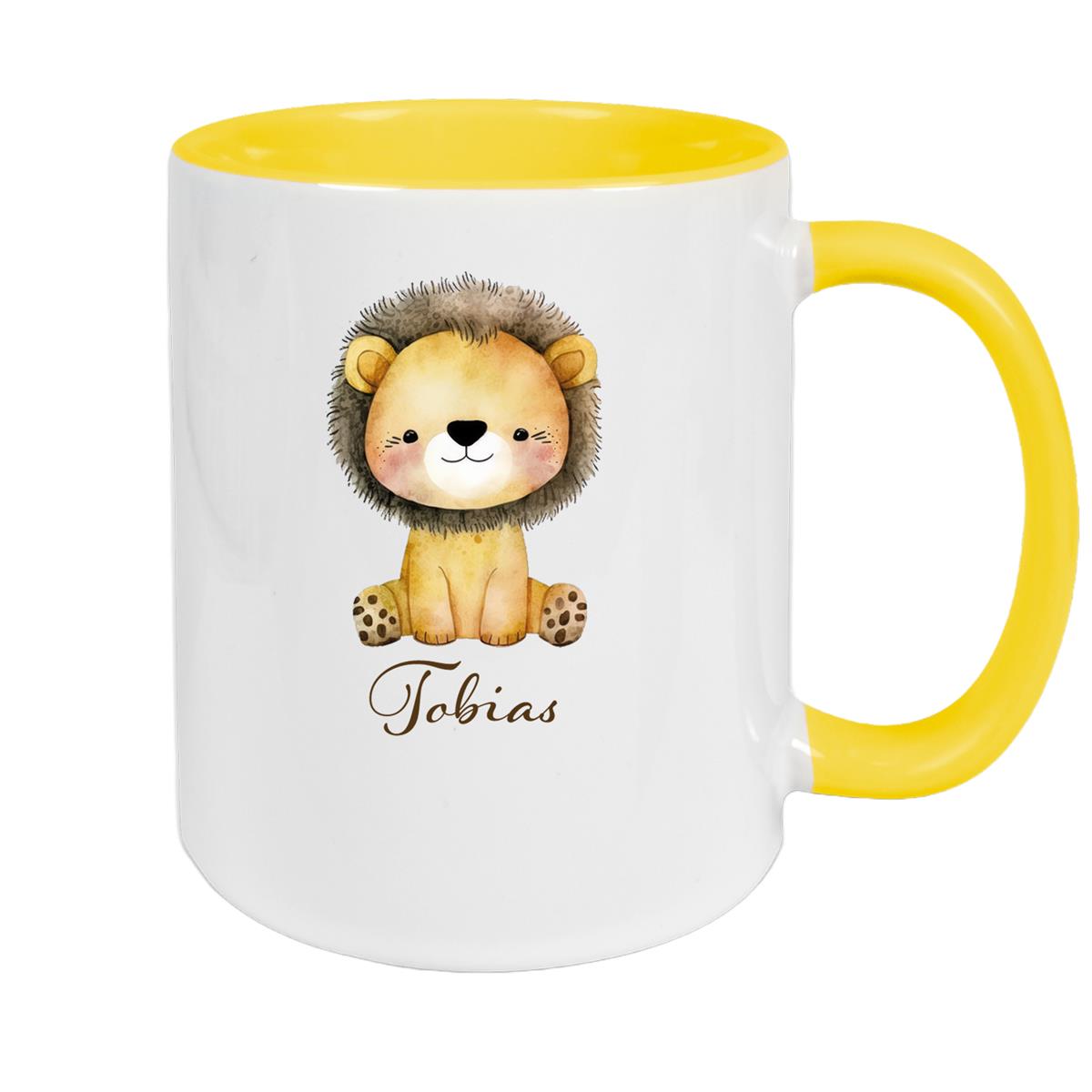 Tasse Wunschname Löwe 1 Keramik Kinderbecher versch. Farben