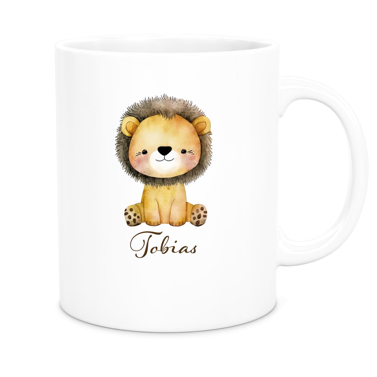 Tasse Wunschname Löwe 1 Keramik Kinderbecher versch. Farben