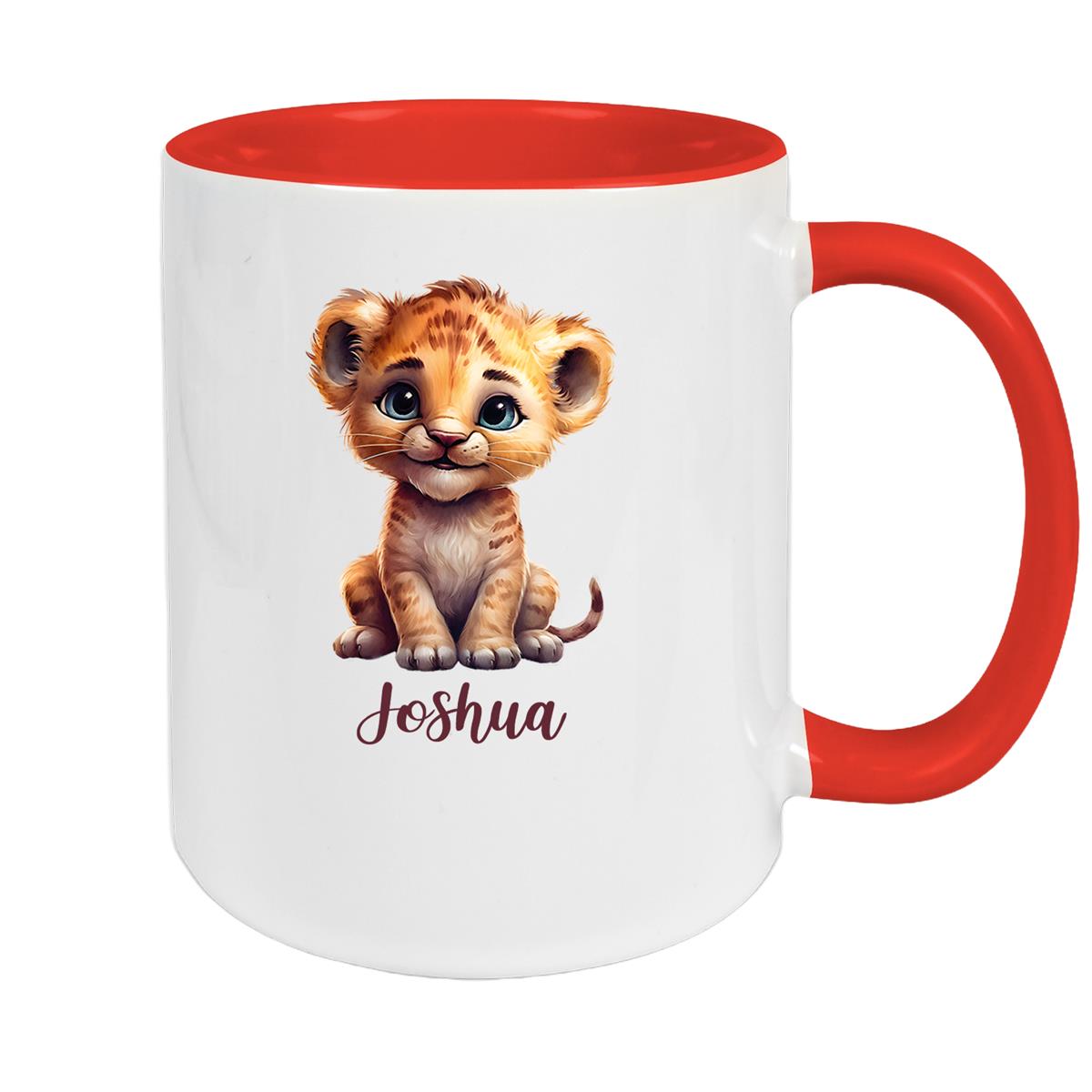 Tasse Wunschname Löwe 2 Keramik Kinderbecher versch. Farben
