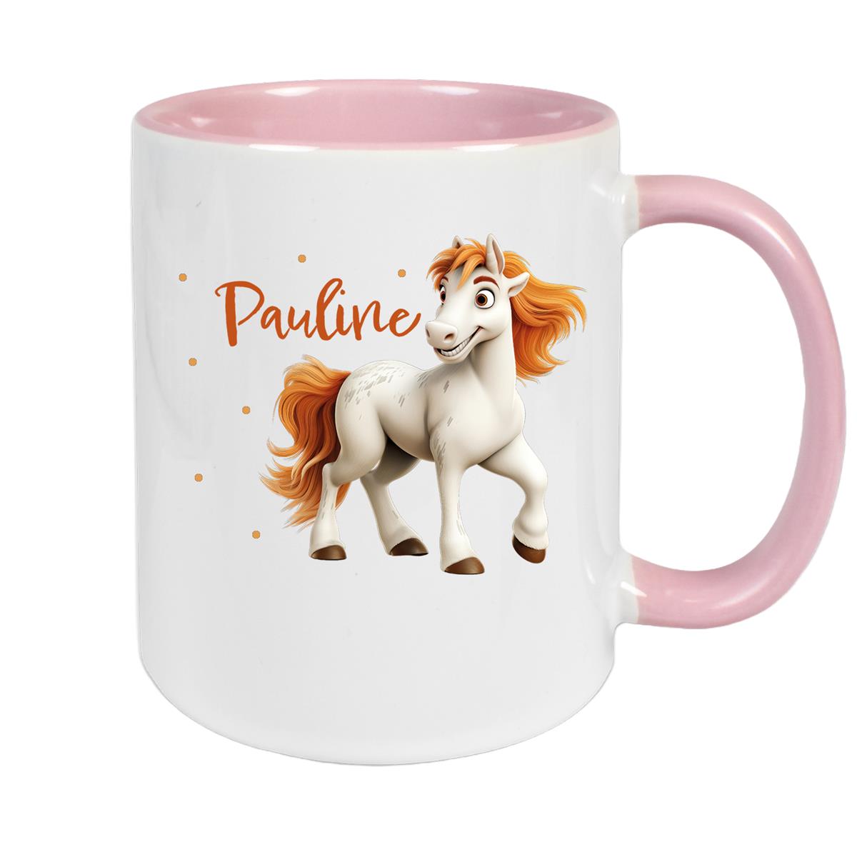 Tasse Pferd 1 Wunschname Keramik Kinderbecher personalisiert versch. Farben