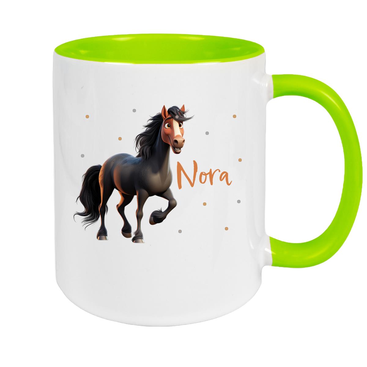 Tasse Pferd 2 Wunschname Keramik Kinderbecher personalisiert versch. Farben