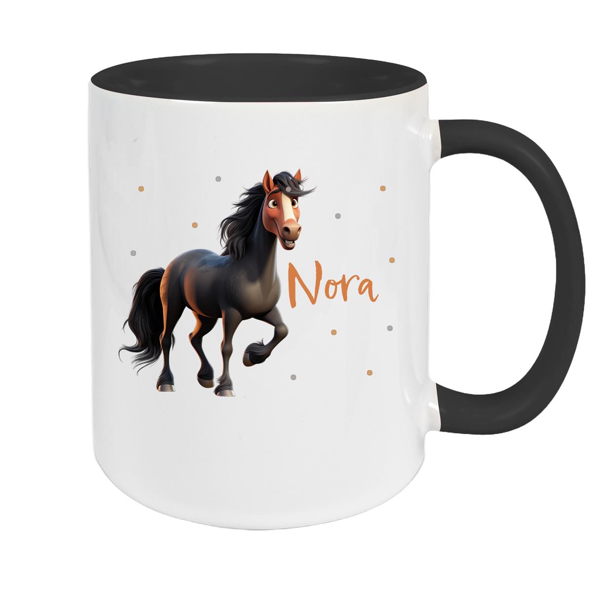 Tasse Pferd 2 Wunschname Keramik Kinderbecher personalisiert versch. Farben