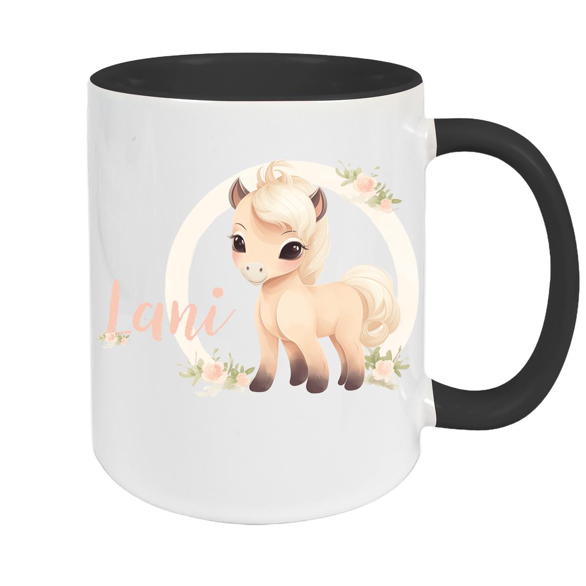 Tasse Pferd 4 Wunschname Keramik Kinderbecher personalisiert versch. Farben