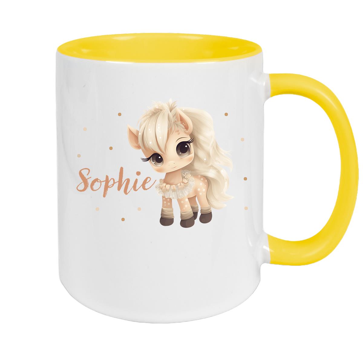 Tasse Pferd 8 Wunschname Keramik Kinderbecher personalisiert versch. Farben