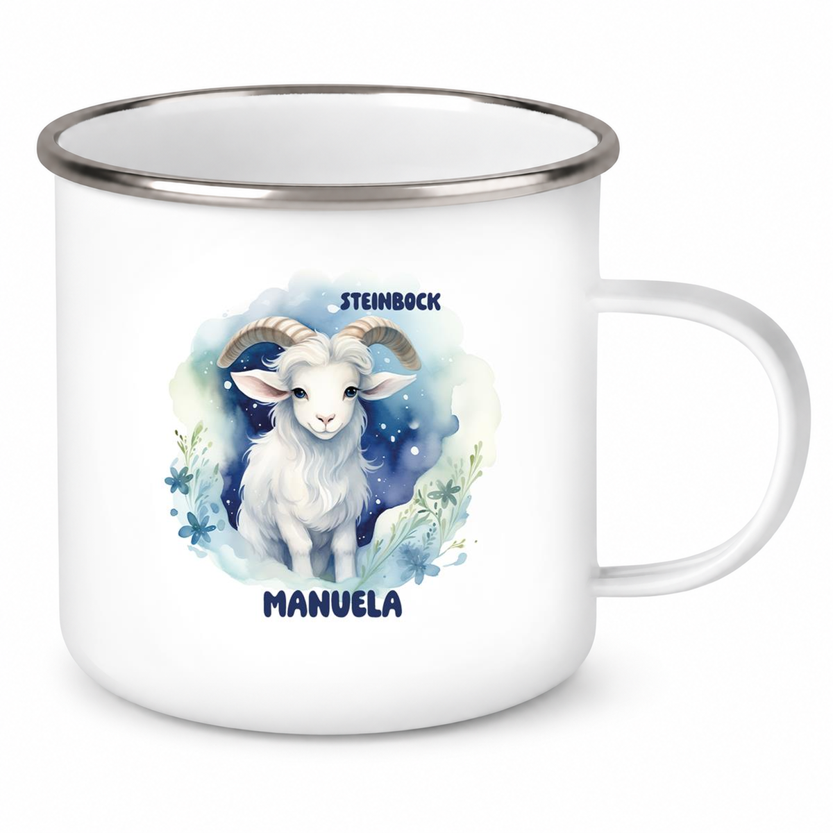 MUCKKI-PRO:75932ad2dc102db510667937f9a815d22e2f5746102b6dd894c7e8c092ea0901:Tasse Sternzeichen Kinder Steinbock 1 Wunschname Emaille Kinderbecher personalisiert