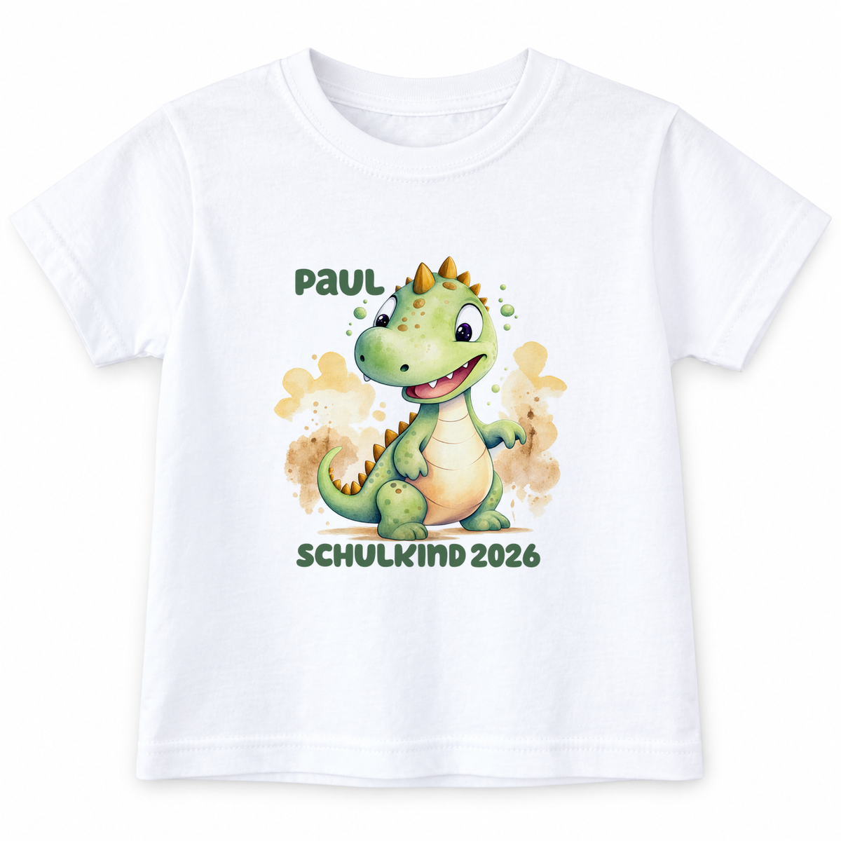 MUCKKI-PRO:28c6d695ad7a0357735bbdaf97e9562f9e97c652f586041668fff9419f62eaaf:T-Shirt Schulkind-Dino 1 Personalisiert mit Namen Kinder