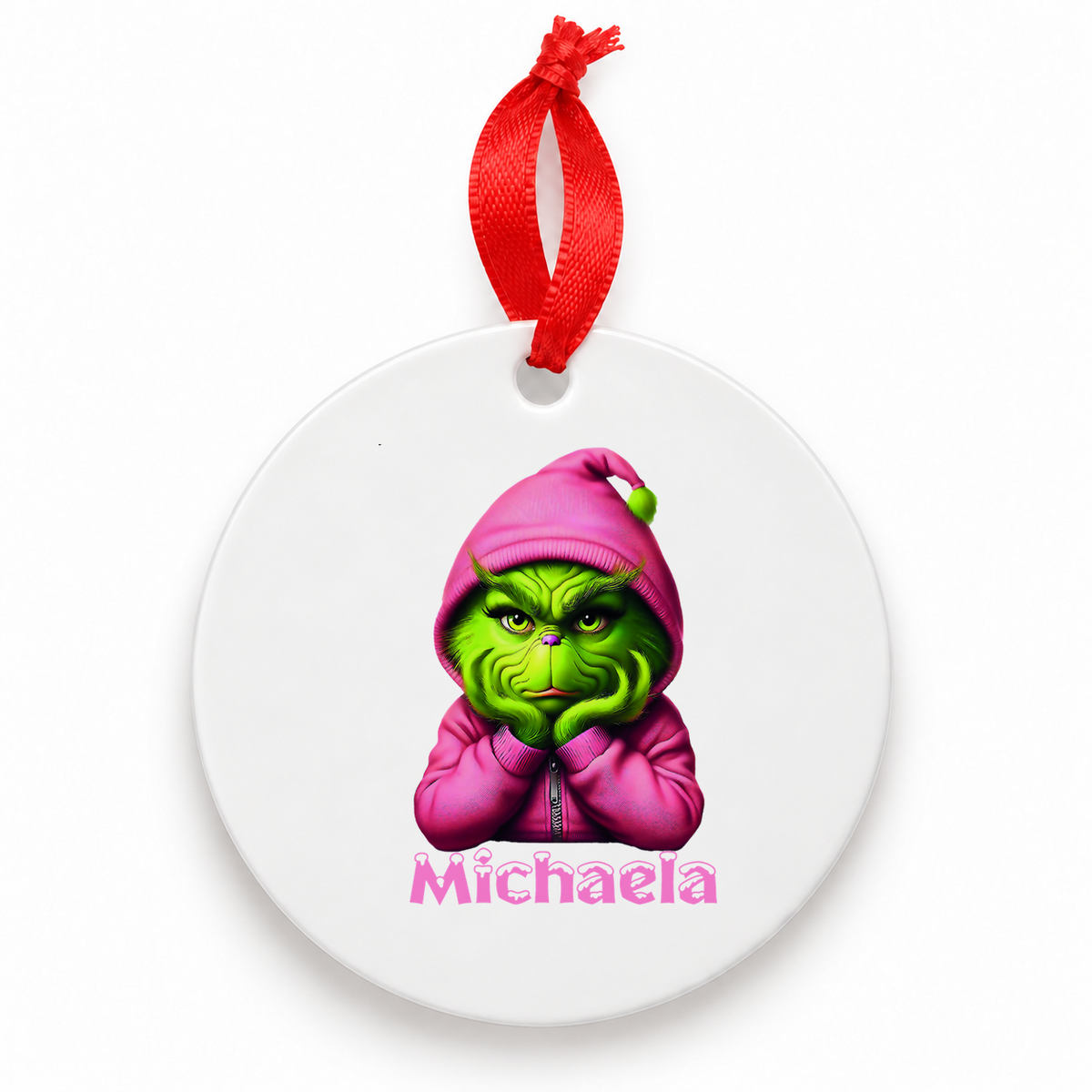 MUCKKI-PRO:d4859d8068c9946aed3f43b23a5e670a7be45a07c981eaa71a047a90ad83db1b:Weihnachtsanhänger personalisiert Grinch 10 mit Wunschnamen – Rund, Stern, Herz oder Glocke