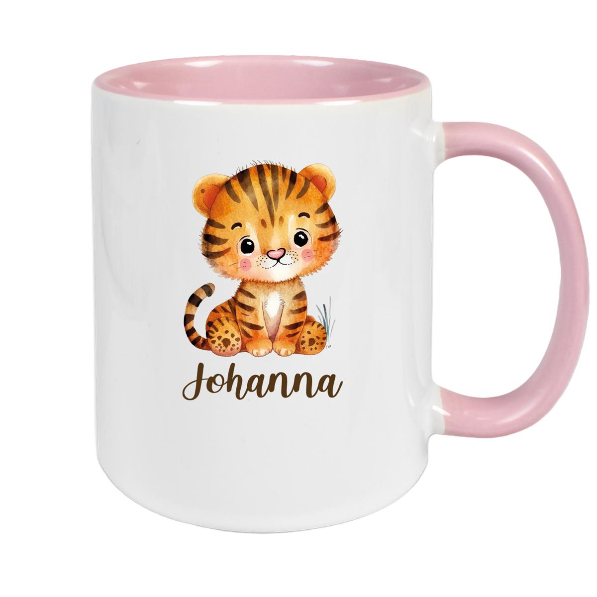 Tasse Wunschname Tiger 1 Keramik Kinderbecher versch. Farben