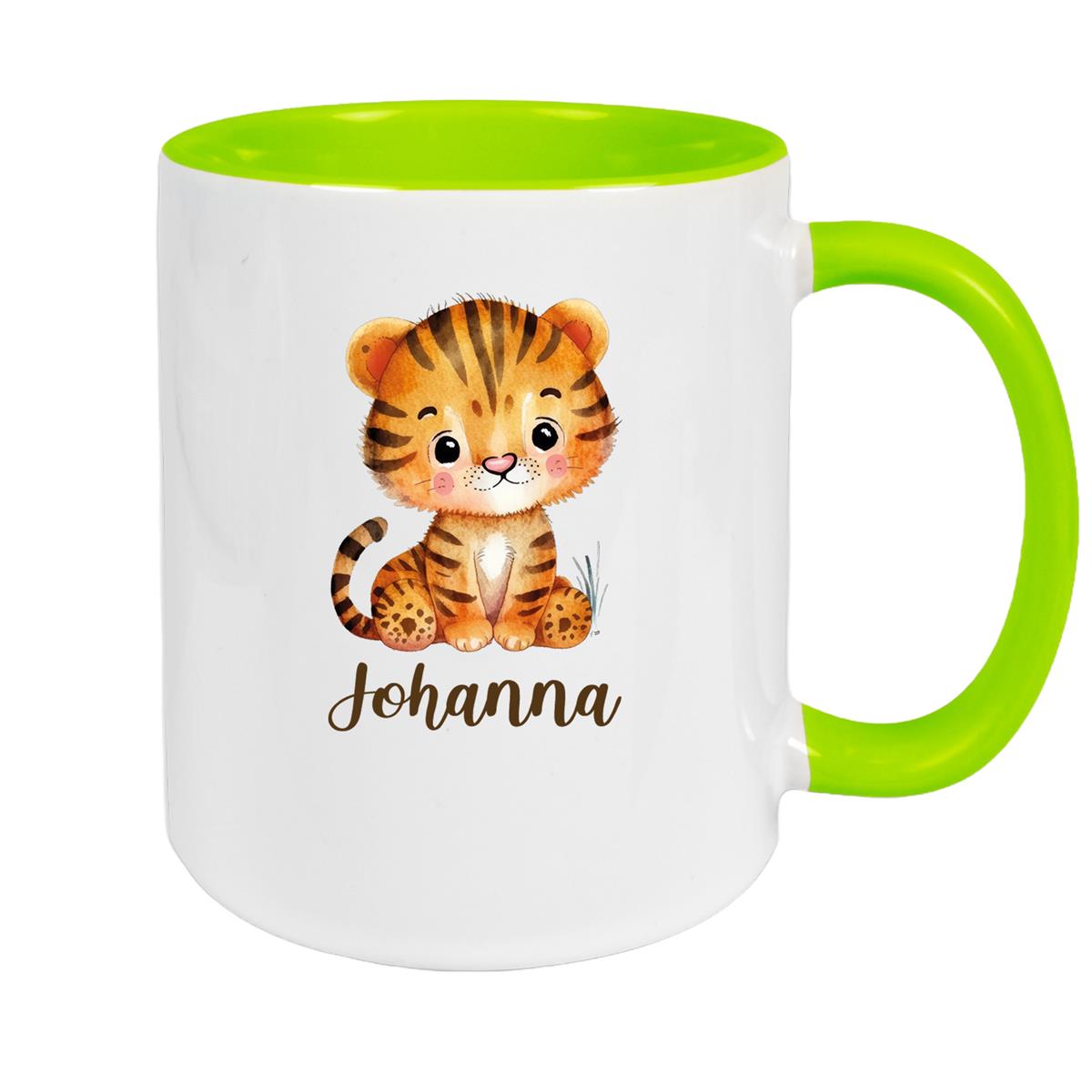 Tasse Wunschname Tiger 1 Keramik Kinderbecher versch. Farben