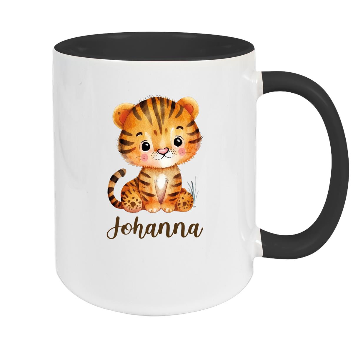 Tasse Wunschname Tiger 1 Keramik Kinderbecher versch. Farben