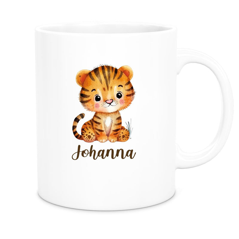 Tasse Wunschname Tiger 1 Keramik Kinderbecher versch. Farben