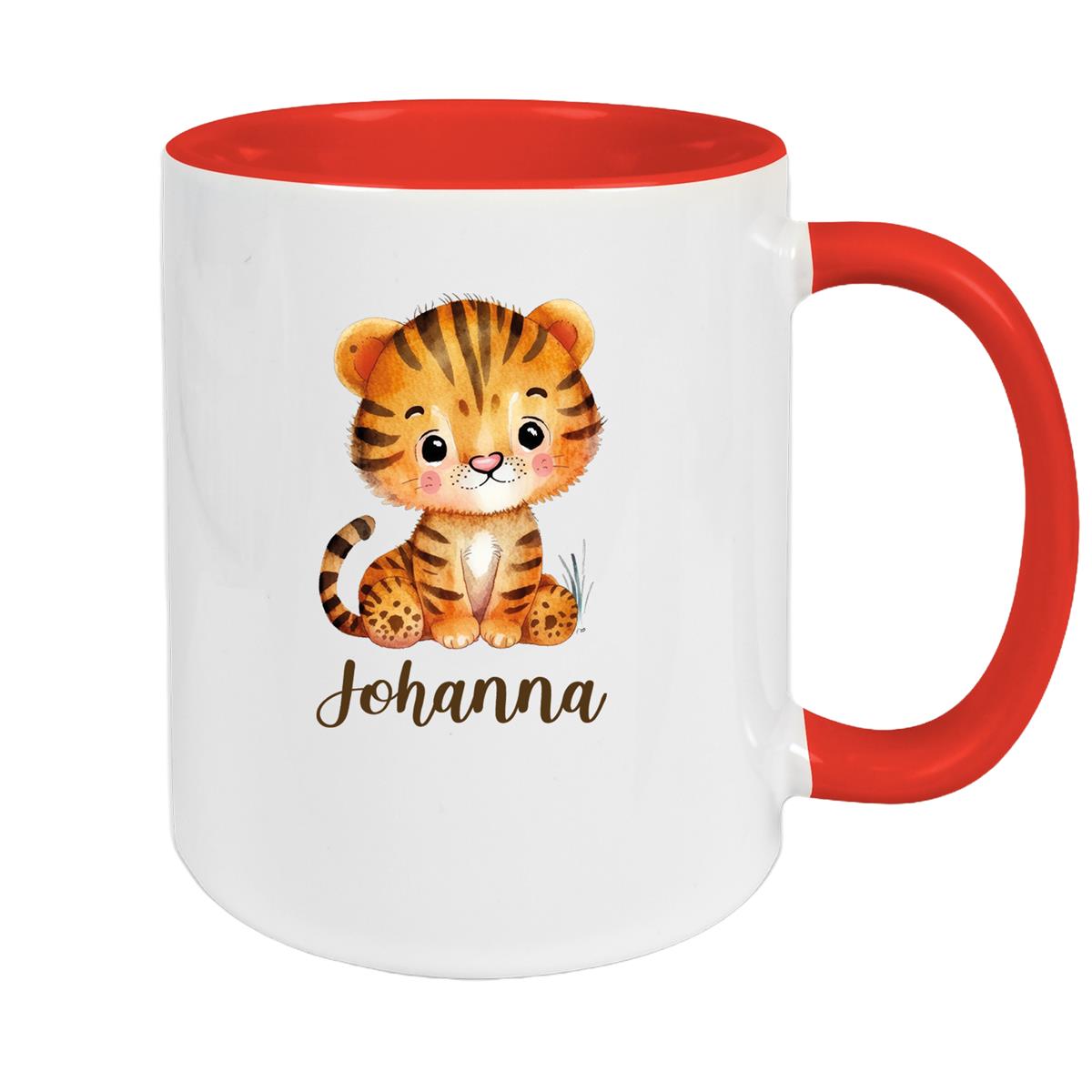 Tasse Wunschname Tiger 1 Keramik Kinderbecher versch. Farben