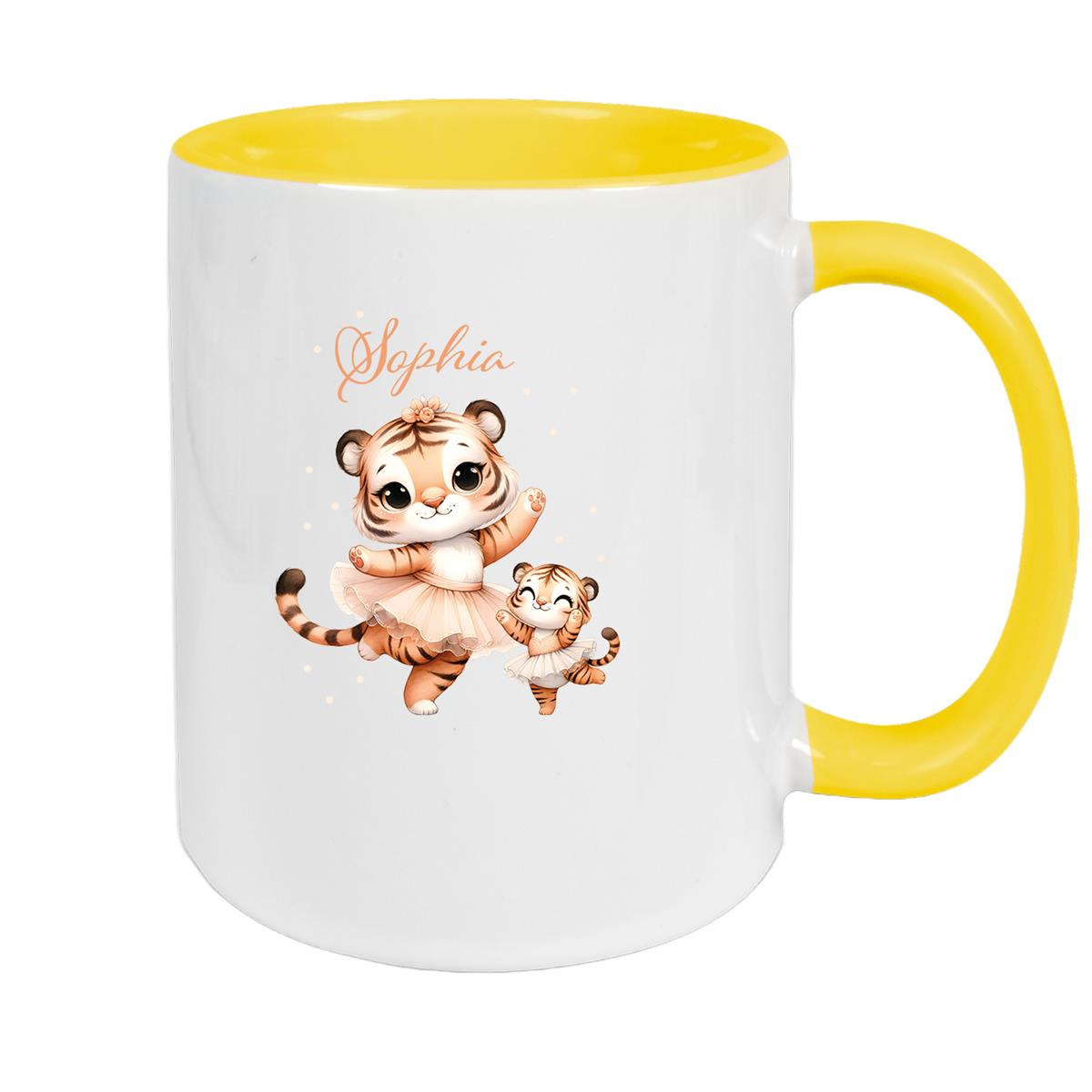 Tasse Wunschname Tiger 2 Keramik Kinderbecher versch. Farben