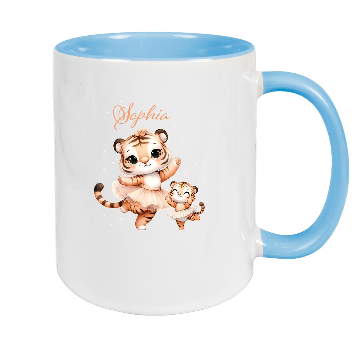 Tasse Wunschname Tiger 2 Keramik Kinderbecher versch. Farben