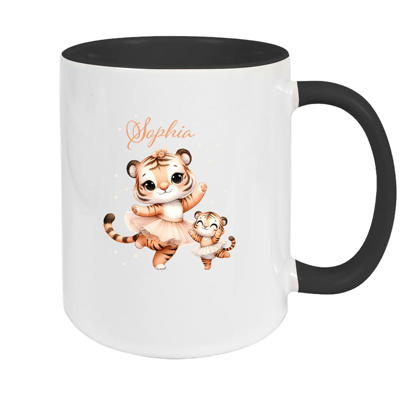 Tasse Wunschname Tiger 2 Keramik Kinderbecher versch. Farben