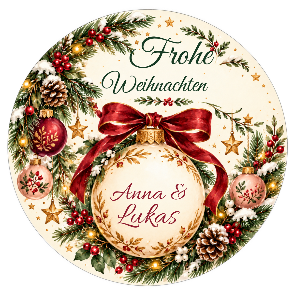 MUCKKI-PRO:4a3eeadc63b65c7649182e5914952465dfacbe3e16ba911efeb08f7f648e204e:Tortenaufleger Weihnachten Weihnachtskugel – personalisiert mit Wunschnamen – versch. Formen