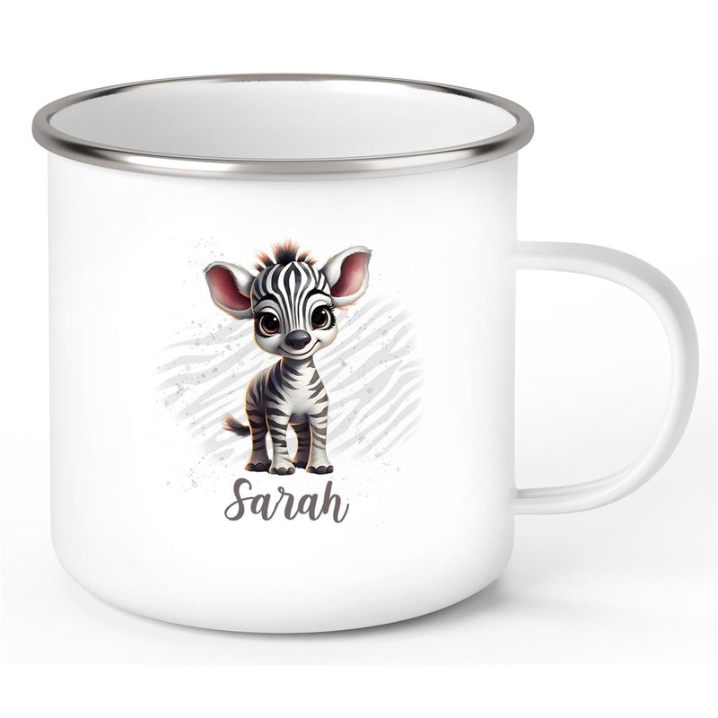 Tasse Wunschname Zebra 1 Emaille Kinderbecher