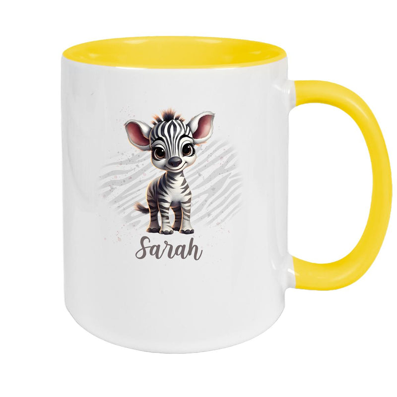 Tasse Wunschname Zebra 1 Keramik Kinderbecher versch. Farben