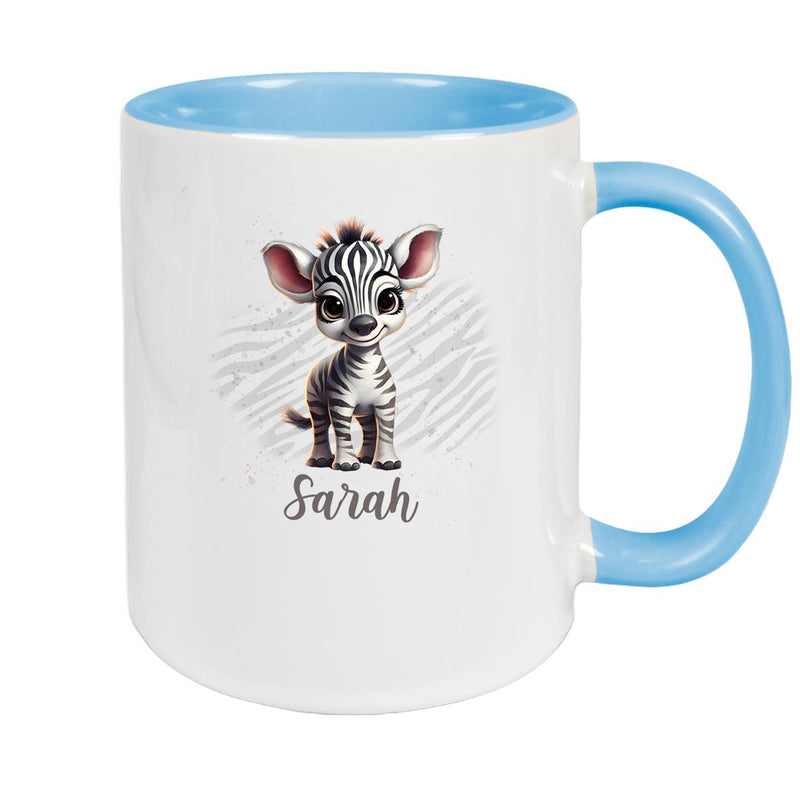 Tasse Wunschname Zebra 1 Keramik Kinderbecher versch. Farben