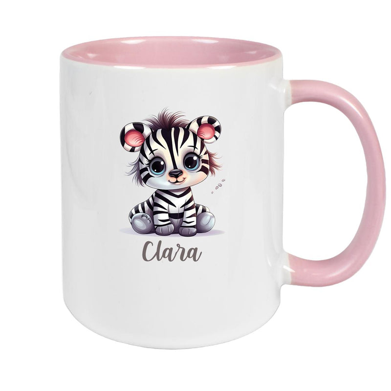 Tasse Wunschname Zebra 2 Keramik Kinderbecher versch. Farben