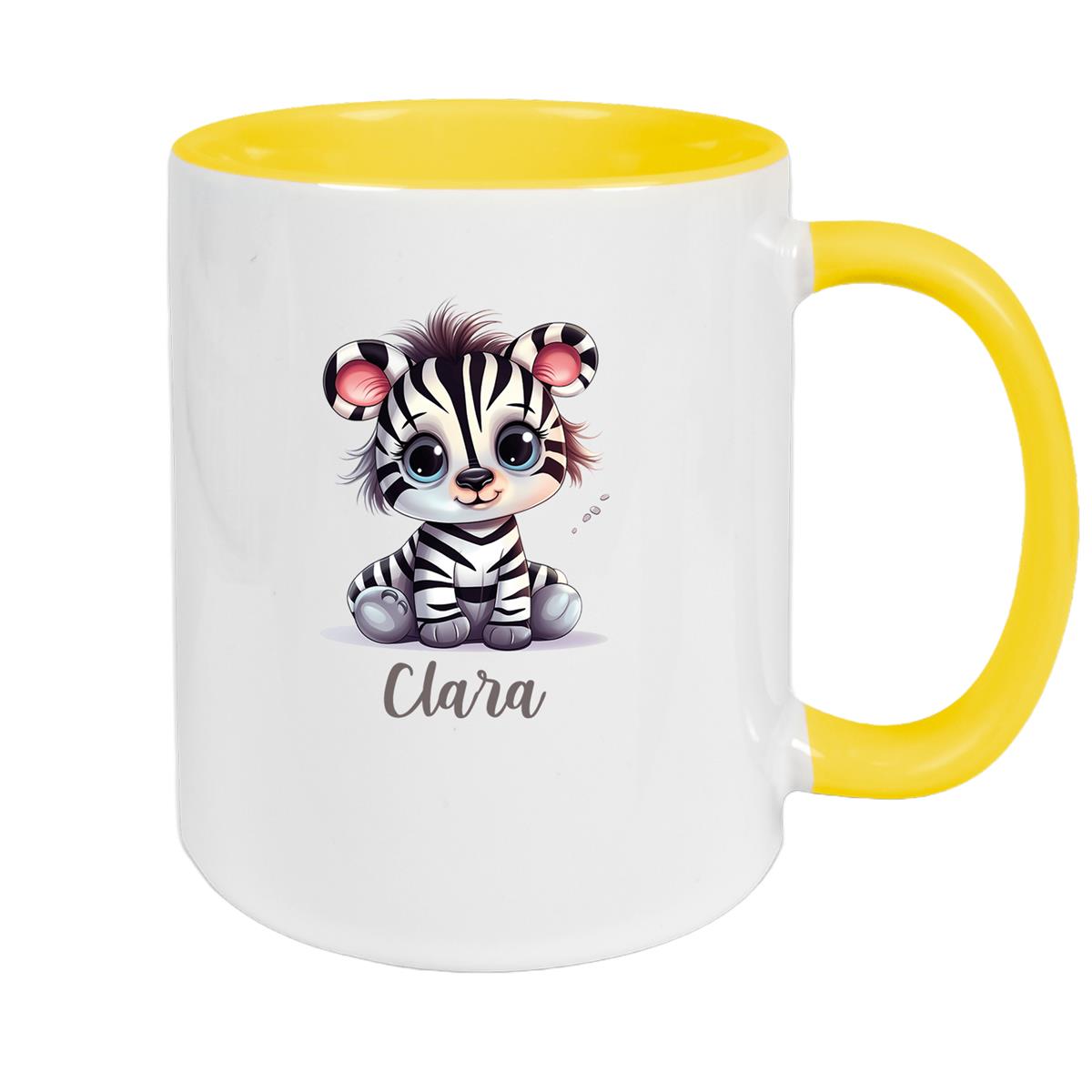 Tasse Wunschname Zebra 2 Keramik Kinderbecher versch. Farben