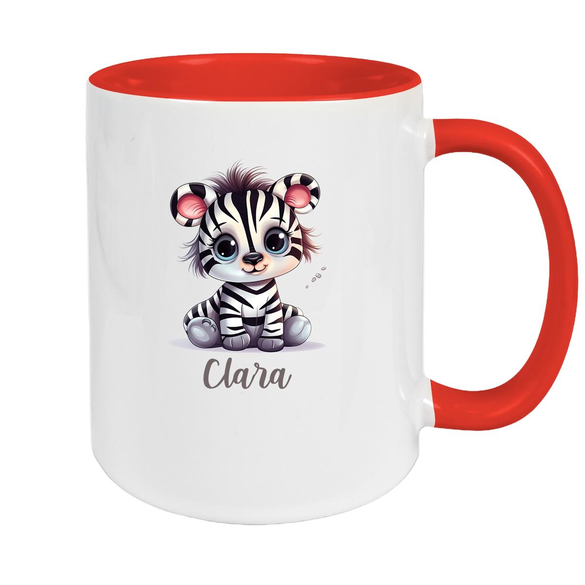 Tasse Wunschname Zebra 2 Keramik Kinderbecher versch. Farben