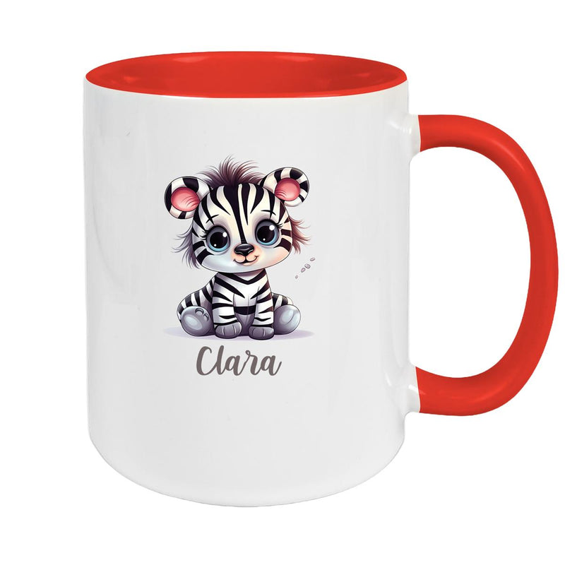 Tasse Wunschname Zebra 2 Keramik Kinderbecher versch. Farben