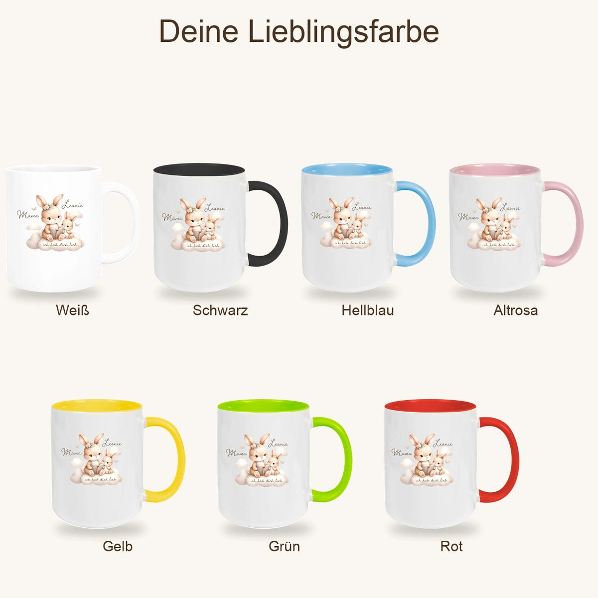 Tasse Muttertag 6 Wunschnamen Keramik Personalisiert versch. Farben
