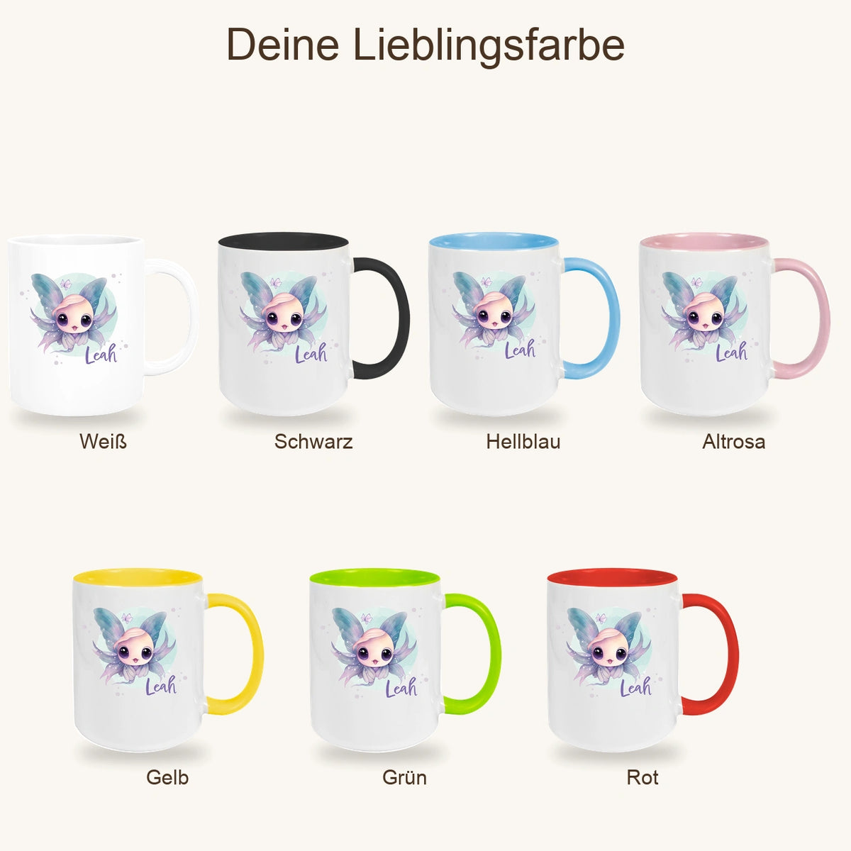 MUCKKI-PRO:5b8ecf73b954d68e9c80087c796b61dac13f963d337a2b013cad425184f3c8c2:Tasse Wunschname Meerestiere-Fisch 1 Keramik Kinderbecher versch. Farben