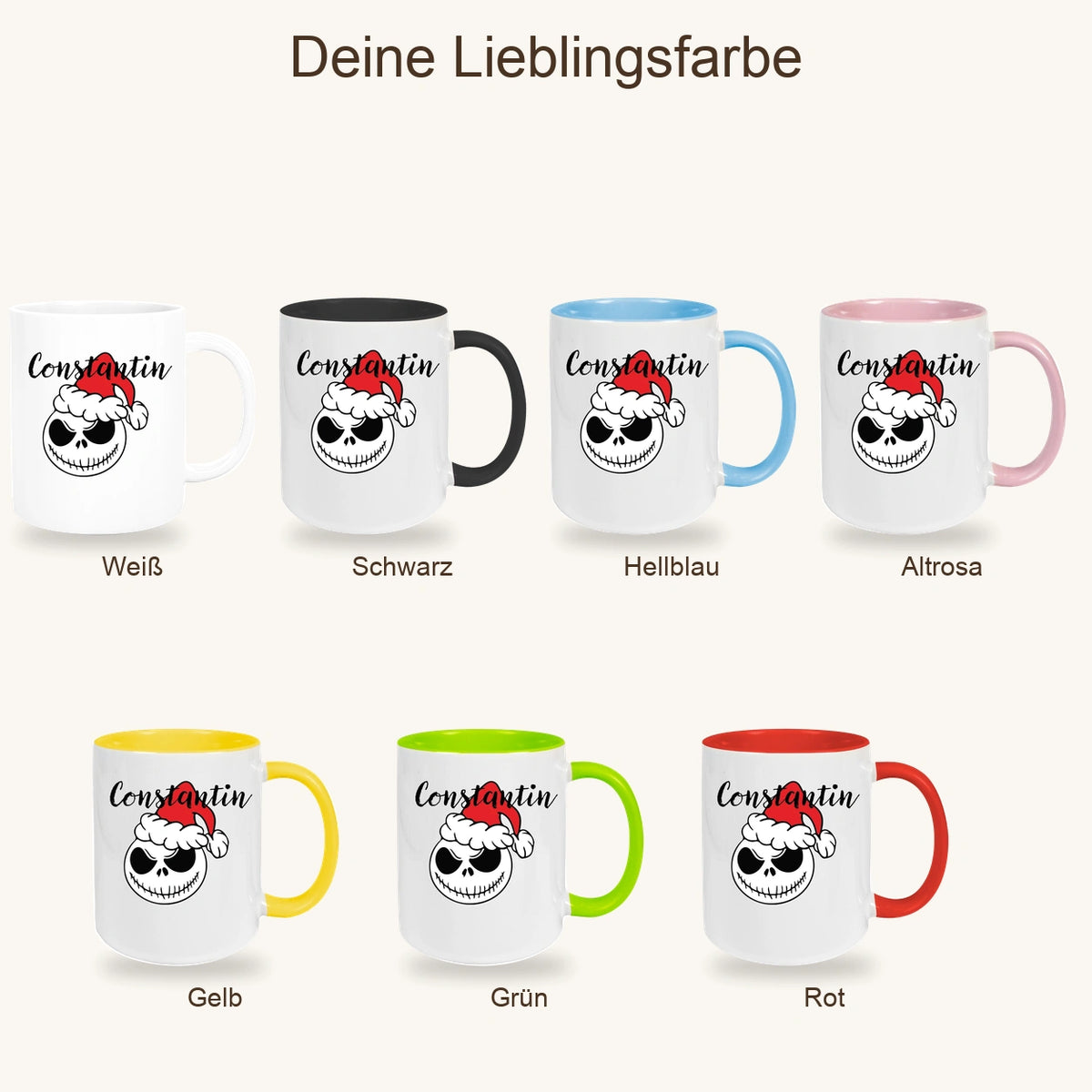 MUCKKI-PRO:86bc9e9831c338df88e02dc700065a3ccc459e34ce22e2e84a88cee47198d00c:Tasse Wunschname Weihnachten Nightmare before Christmas 10 Keramik versch. Farben