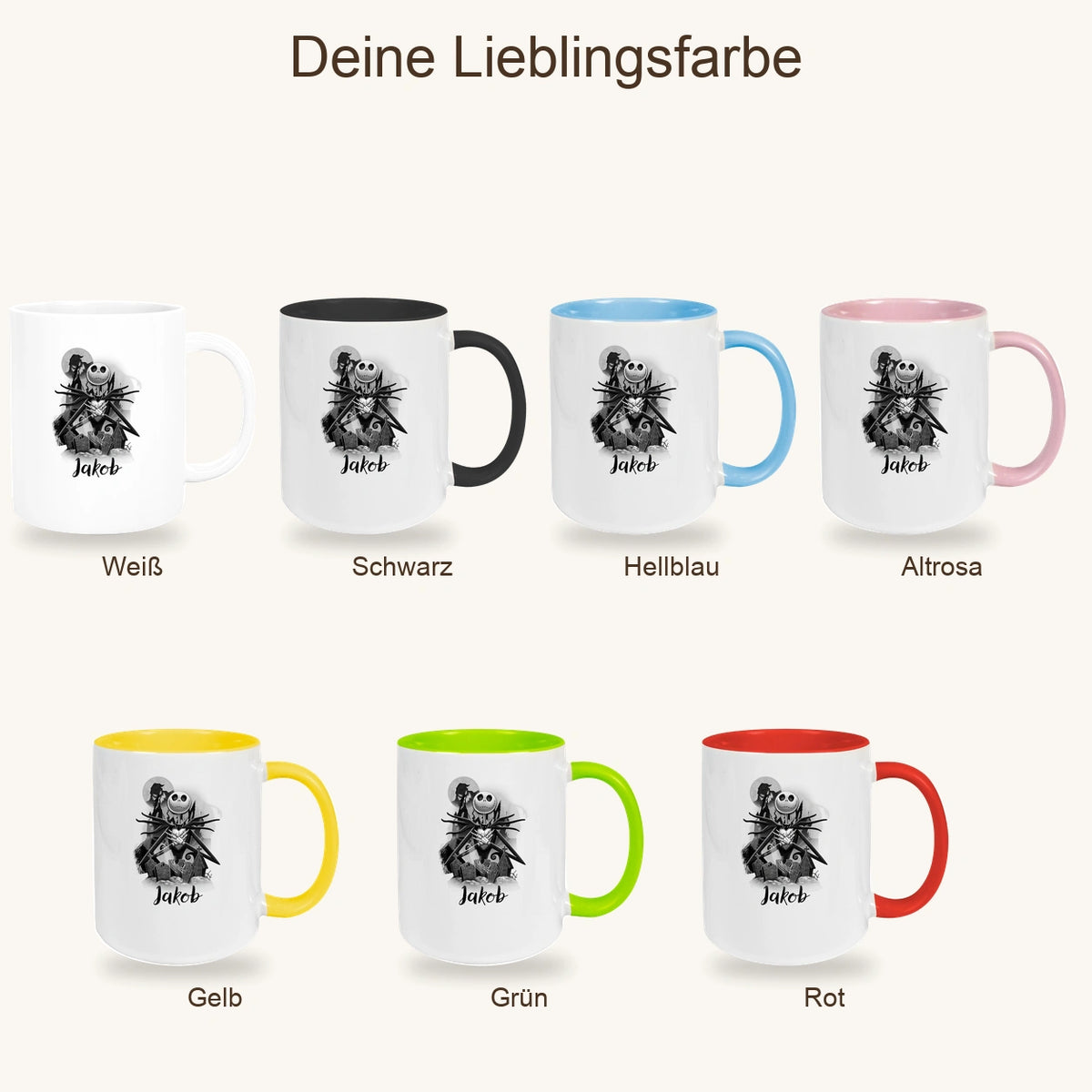 Tasse Wunschname Weihnachten Nightmare before Christmas 4 Keramik versch. Farben