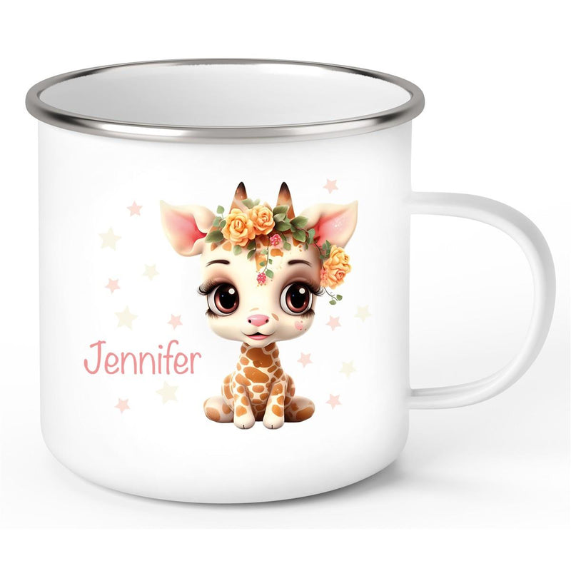 Tasse Wunschname Giraffe 1 Kinderbecher Emaillie