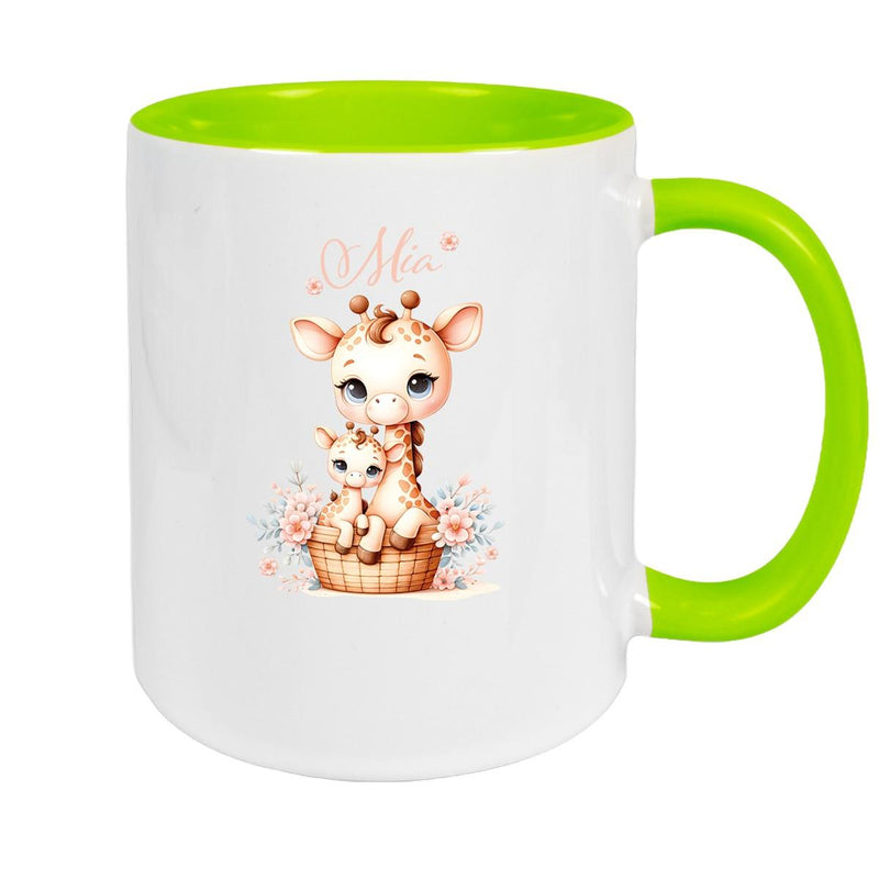 Tasse Wunschname Giraffe 2 Kinderbecher Keramik versch. Farben