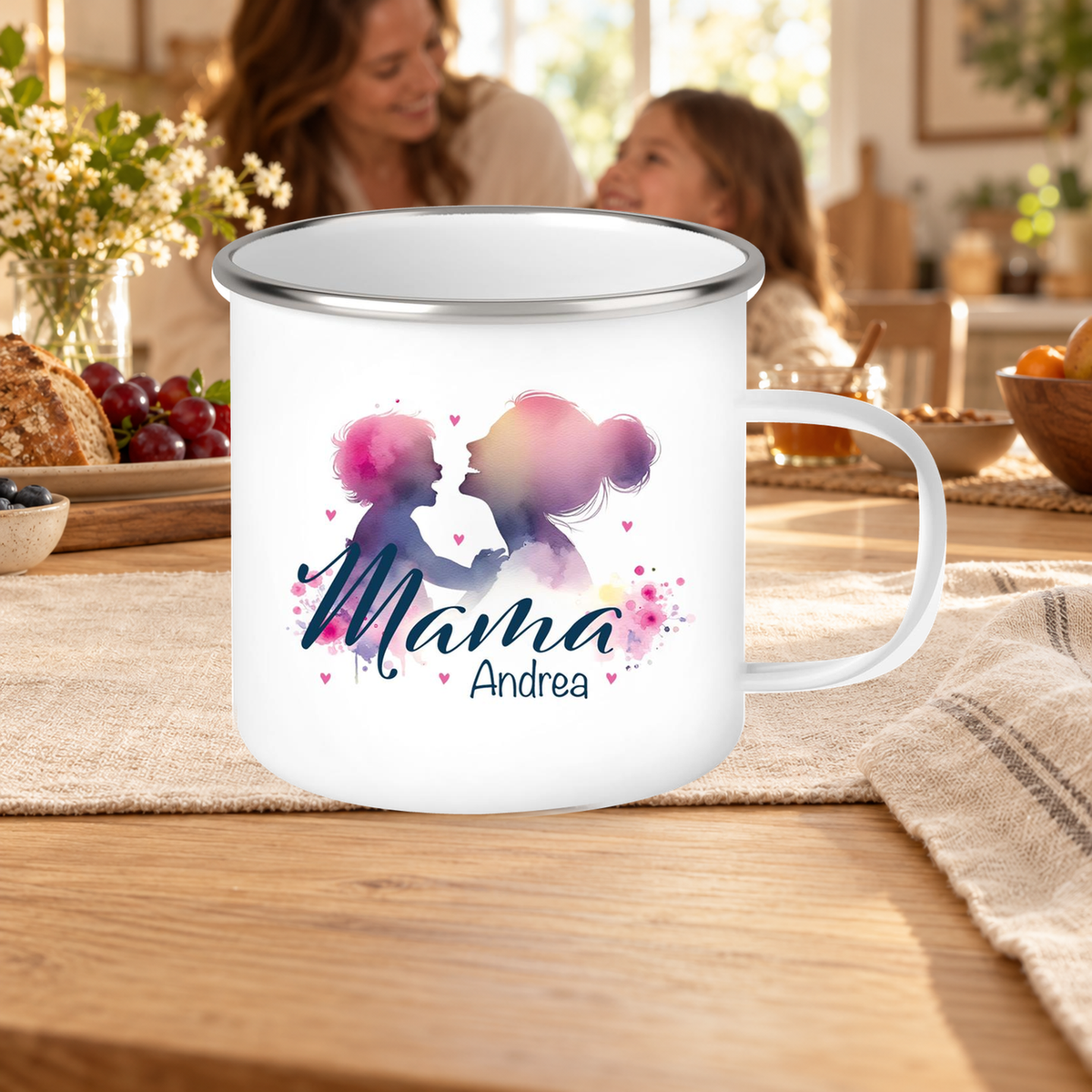 MUCKKI-PRO:7381c0b75918585b42b1c0774e6b86745d7b83de541e6107be962bd943b0d563:Tasse Muttertag 11 Wunschnamen Emaille Personalisiert