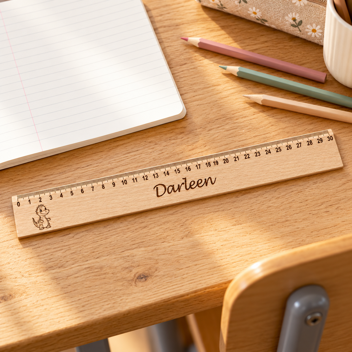 Lineal Holz personalisiert Dino 1, 30cm