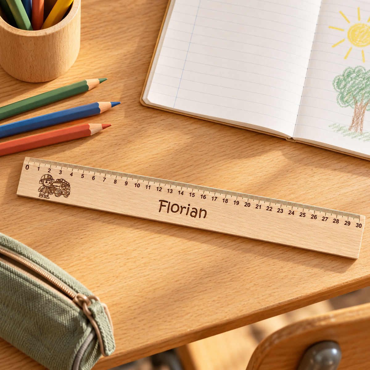 Lineal Holz personalisiert Feuerwehr 1, 30cm