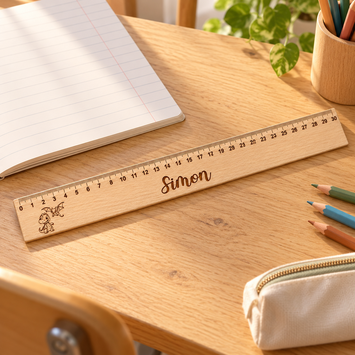 Lineal Holz personalisiert Dino 6, 30cm