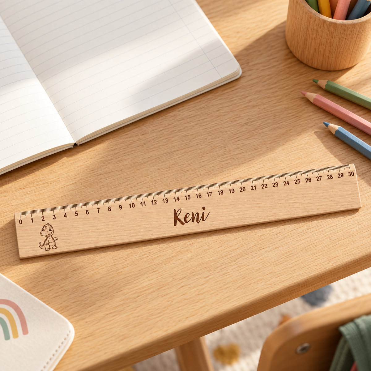 Lineal Holz personalisiert Dino 3, 30cm