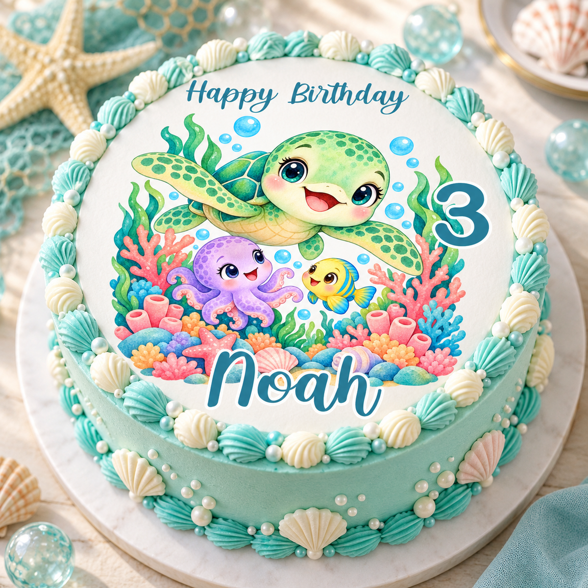 Tortenaufleger Geburtstag Schildkröte 1 – versch. Formen mit Name